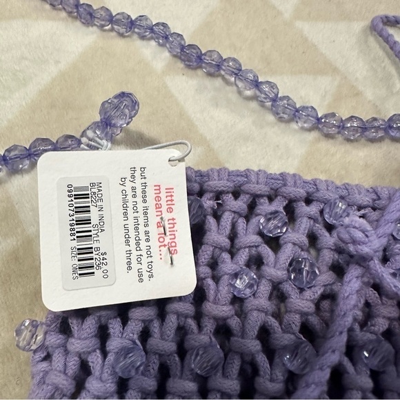 J crew Girls' beaded crochet pouch bag purple - Picture 3 of 3